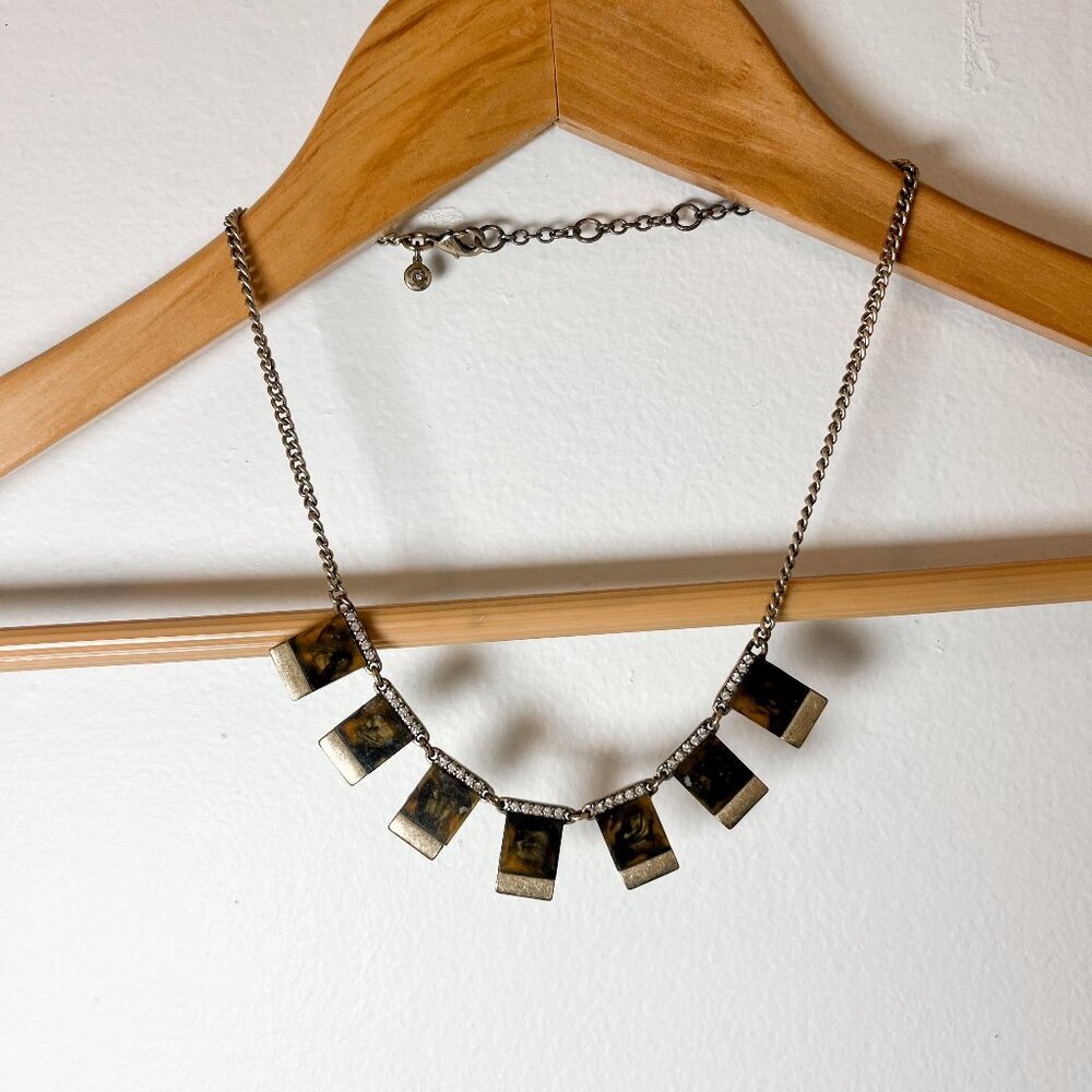 J.Crew Square Faceted Gold Crystal Necklace